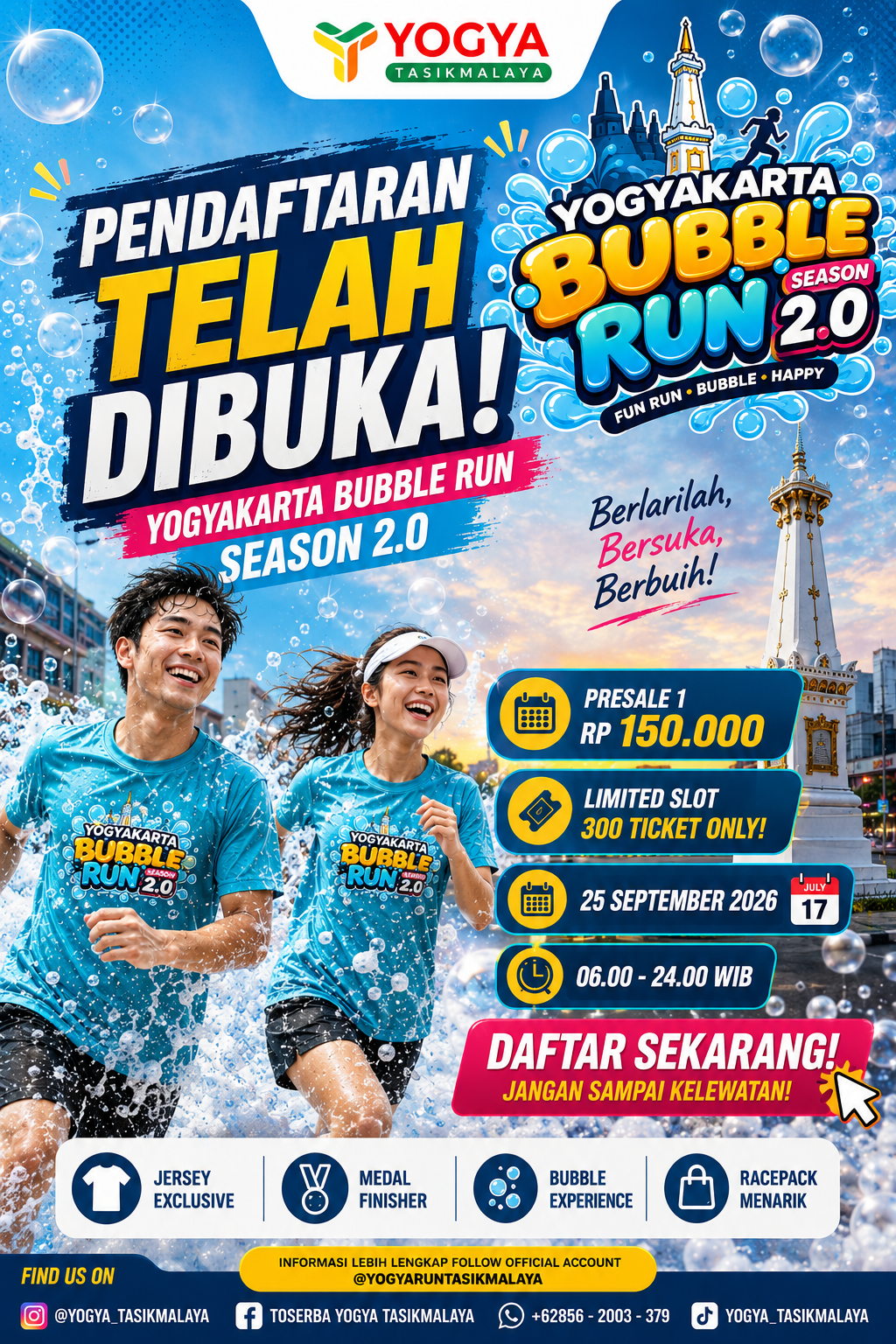 Poster Pendaftaran Yogyakarta Bubble Run Season 2.0 Telah Dibuka